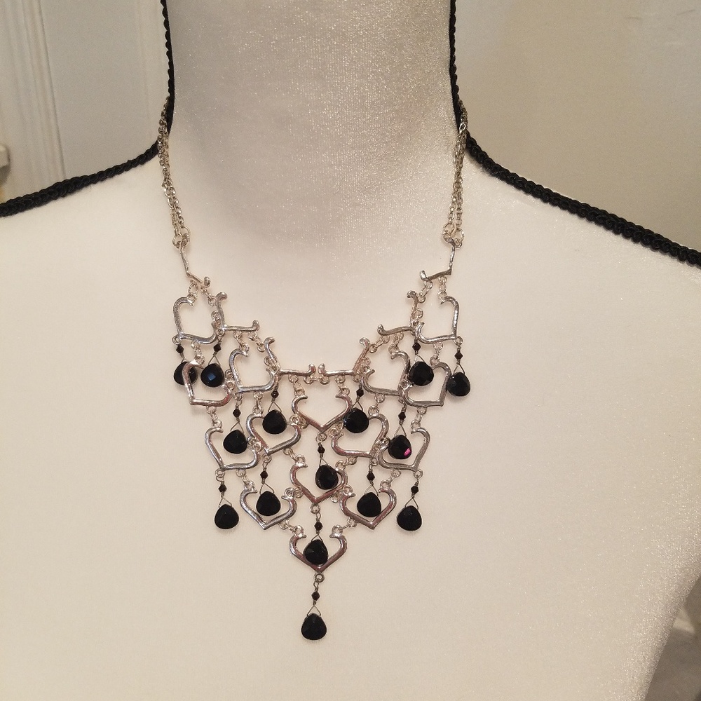 Black and Silver Chandelier Necklace